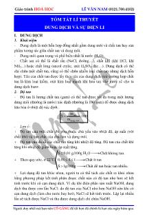 Giáo án Tóm tắt lí thuyết dung dịch và sự điện li